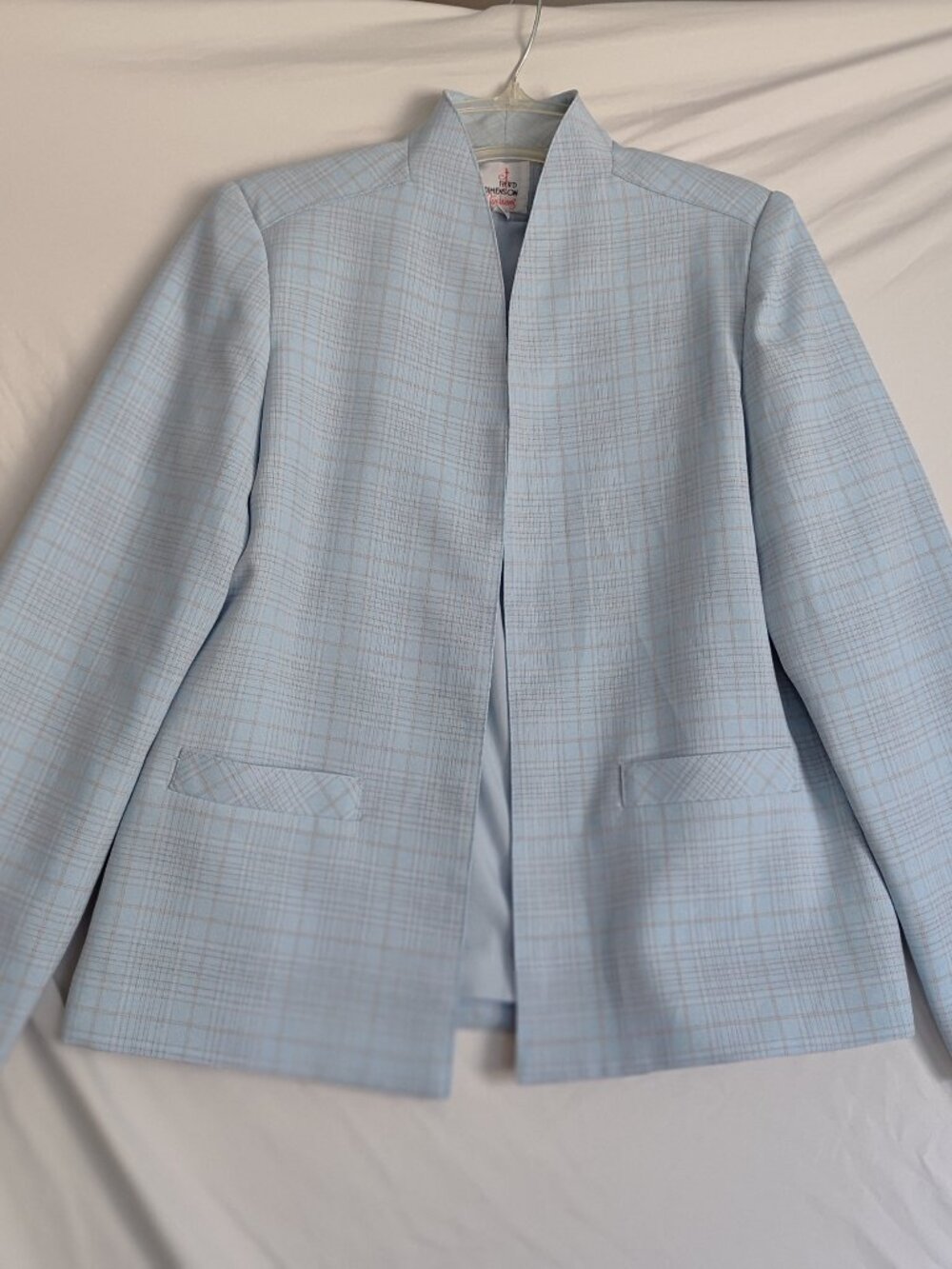 Vintage Third Demension SuitJacket Size 11/12 Light Blue With Plaid Patterns